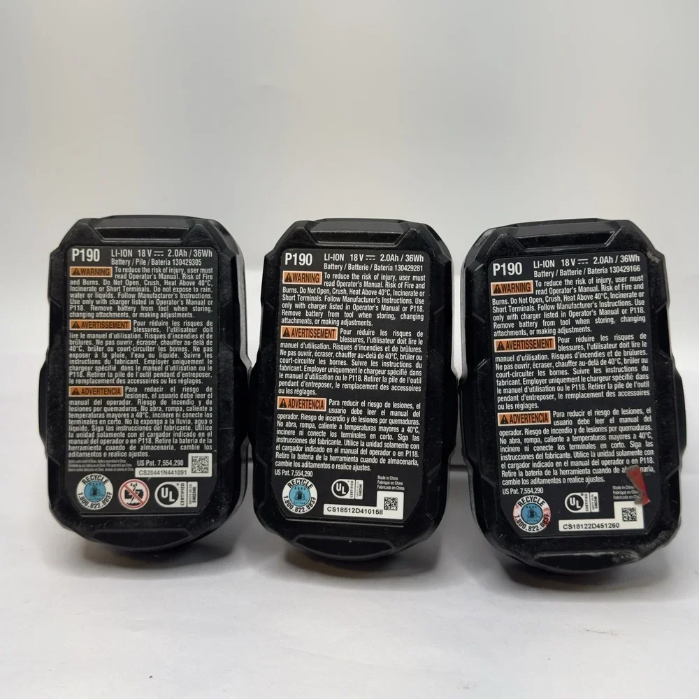 Ryobi 18volt Batteries P190 For Parts Not Working  Lot Of 3